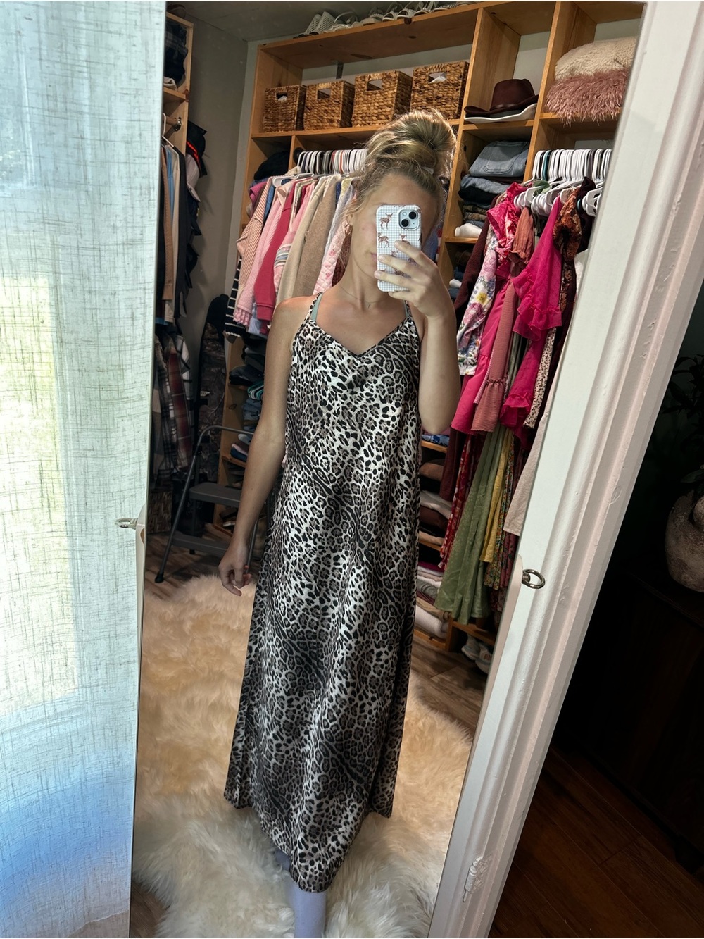 NWT Renuar Leopard Print Satin Slip Maxi Dress -sz XL
